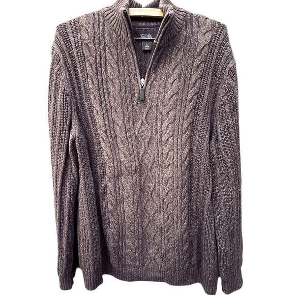 Tasso Elba Brown Cable Knit Sweater - Picture 2 of 10
